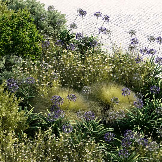 Erstellen Sie mit Lumions großer Auswahl an detailgetreuer Natur, kleinen Pflanzen, Blumen, Unkraut, Sträuchern und vielem mehr wunderschöne, akkurate Landschaftsentwürfe. Weiche Schatten
