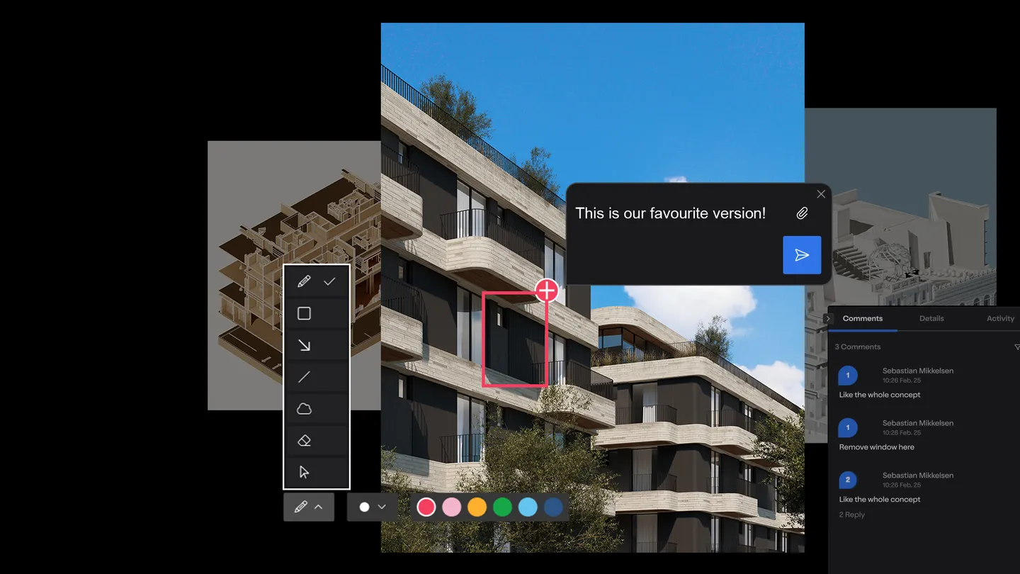 Lumion-Cloud-Visualisierung eines schwarzen Apartmentgebäudes