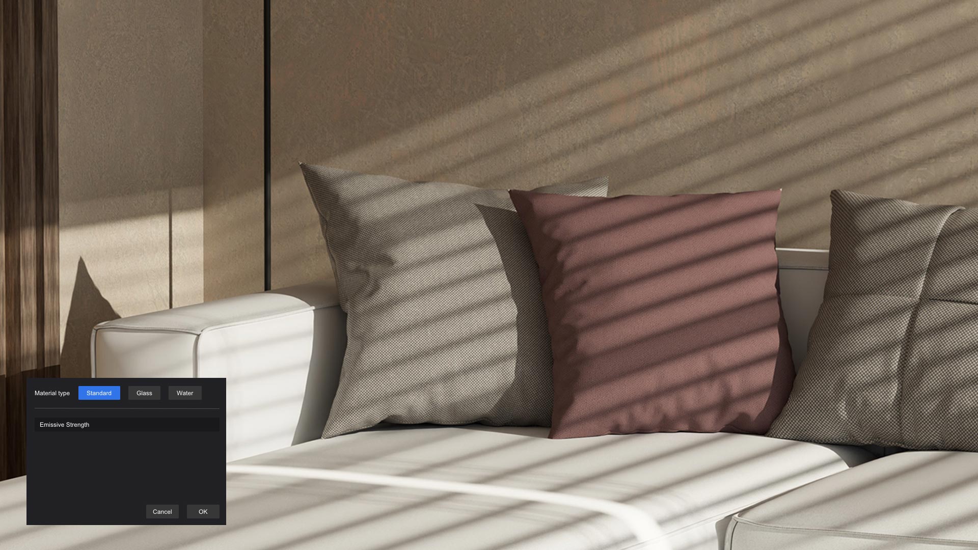 Betrachten und testen Sie Ihre Materialien mit größerem Realismus in einer vollständig ray-traced Umgebung. Weiche Schatten