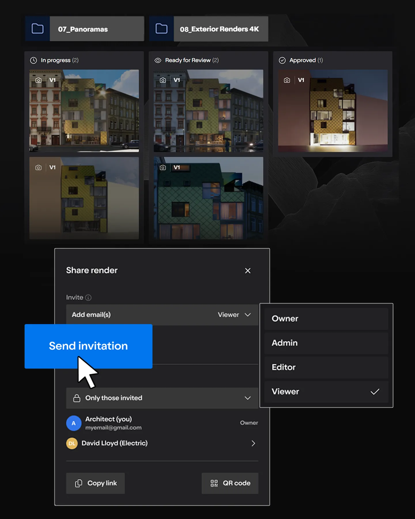 Freigabeansicht eines Gebäudemodells in der Revit-Cloud