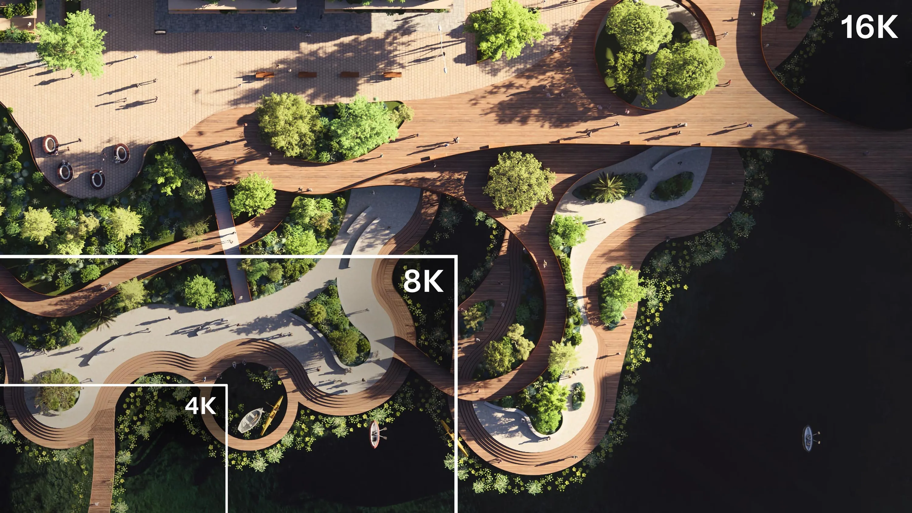 KI‑Upscaler Vergleich — Landschafts‑Renderings: Vorher‑/Nachher‑Ansicht